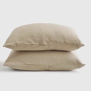 NWT Quince Organic Airy Gauze Shams Set of 2 Standard Dune